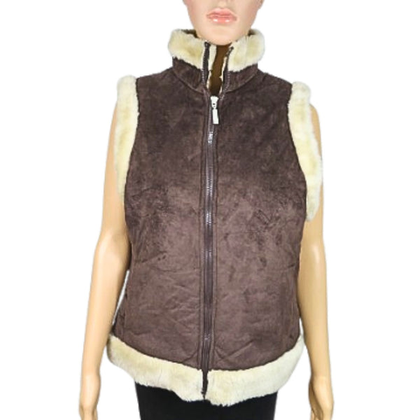 Women's faux fur sleeveless winter jacket