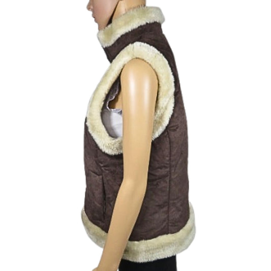 Women's faux fur sleeveless winter jacket