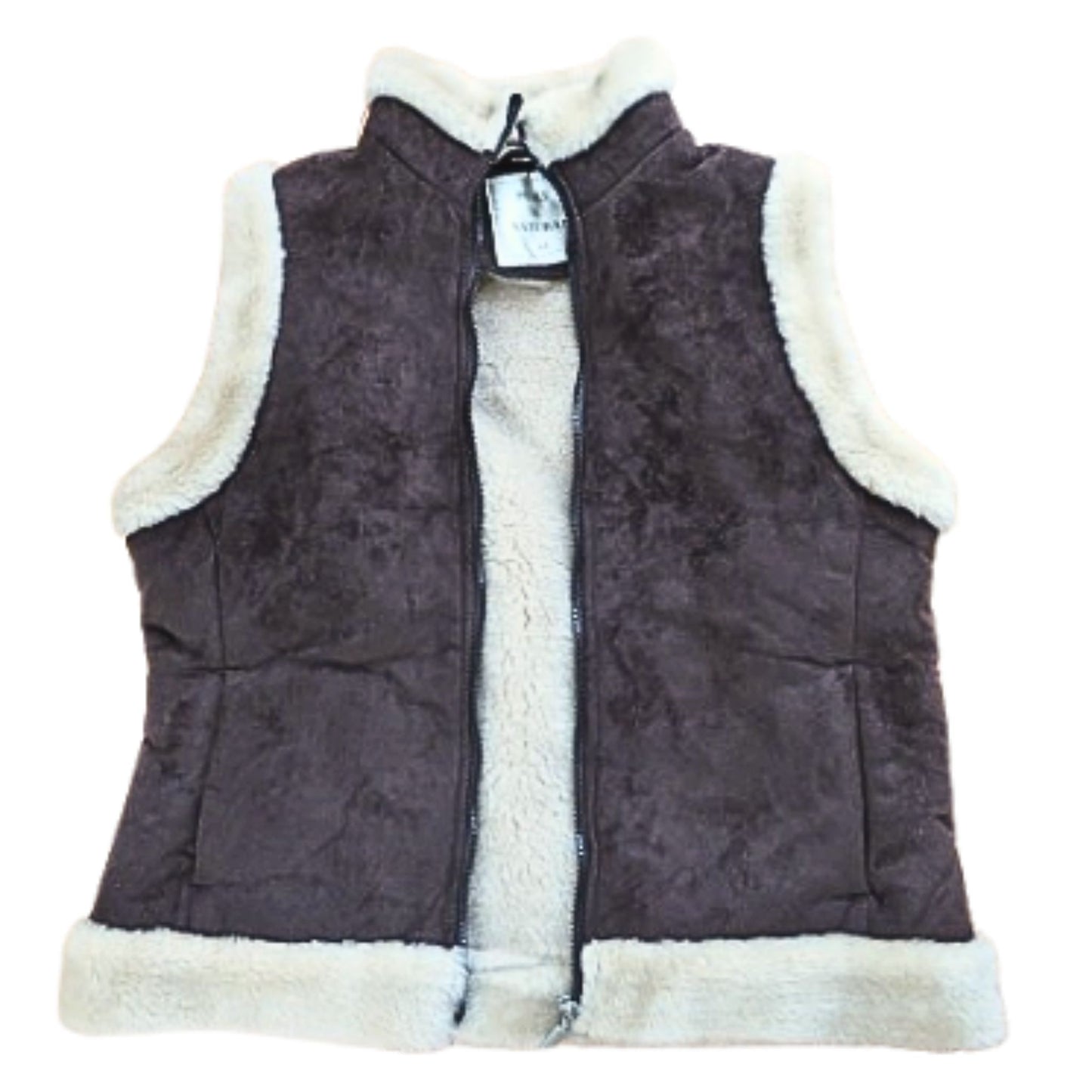 Women's faux fur sleeveless winter jacket