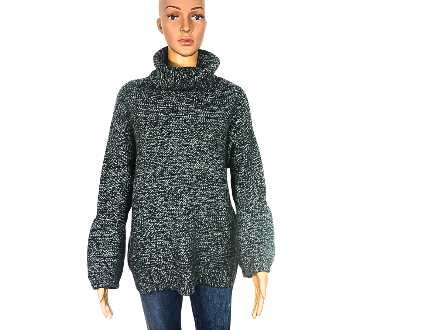 SOFT GRAY gray wool turtleneck sweater