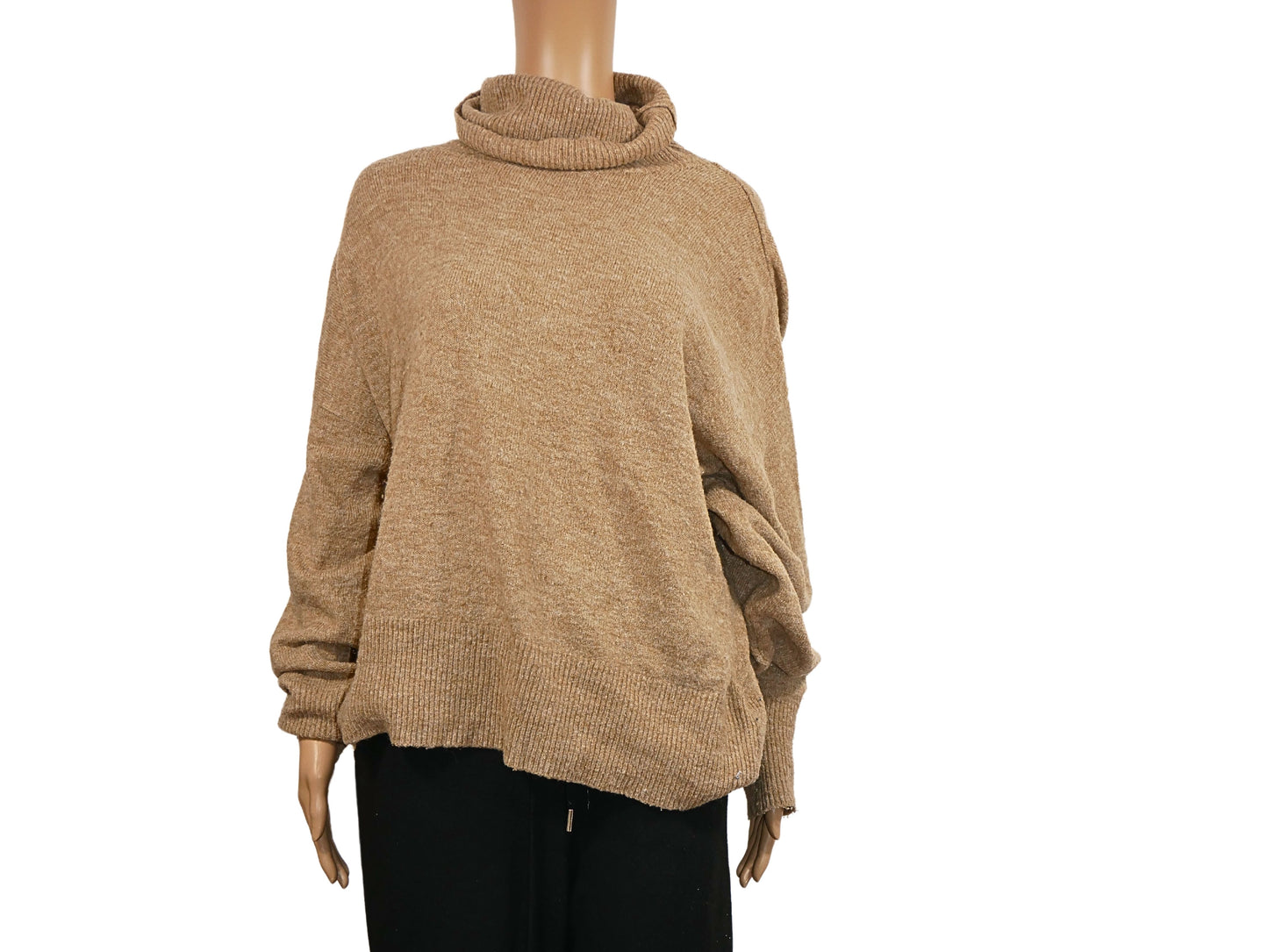 Pull col roulé beige en maille épaisse H&M