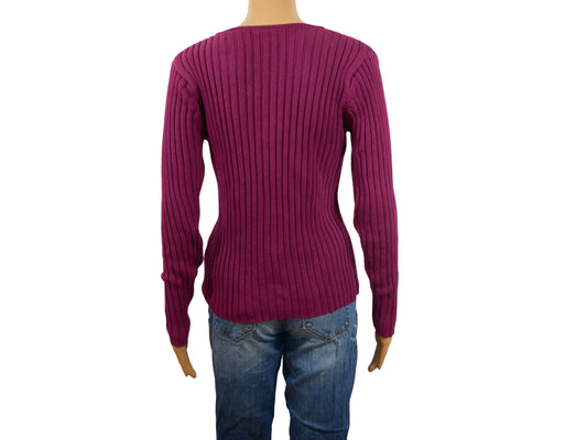 Pull en maille rouge bordeaux