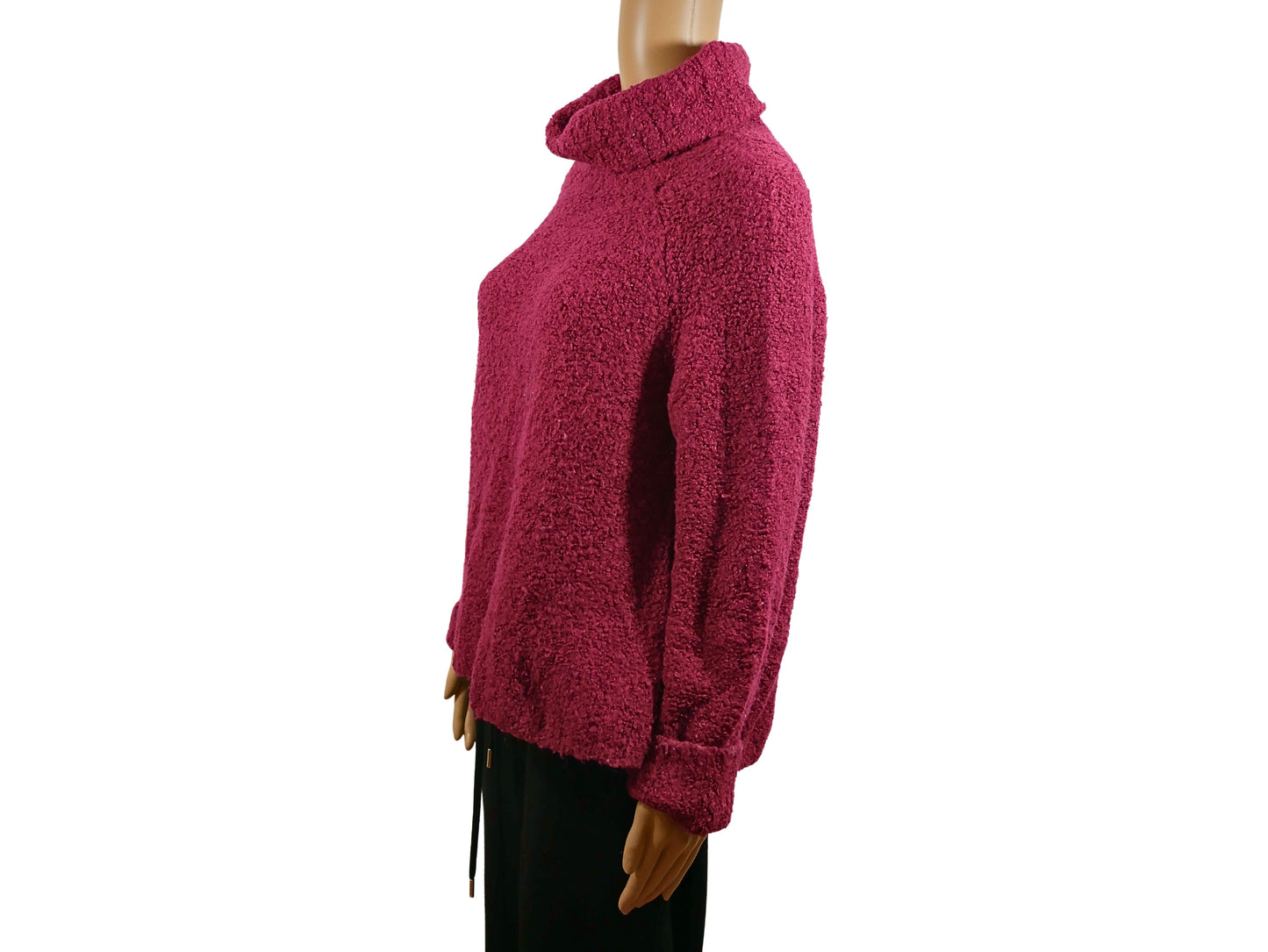 Pull col roulé en maille épaisse fuchsia