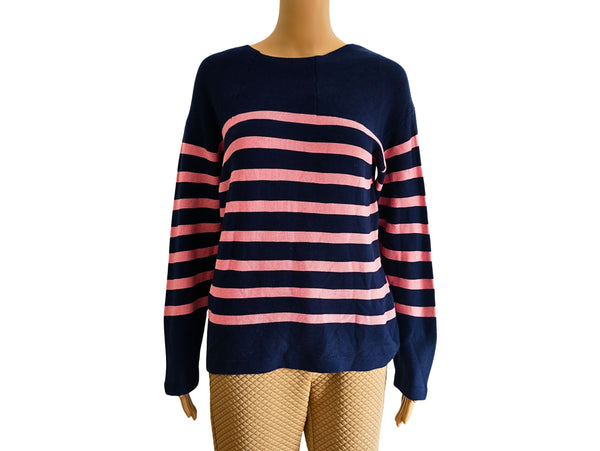 Primark Women's Black and Blue Striped Jumper