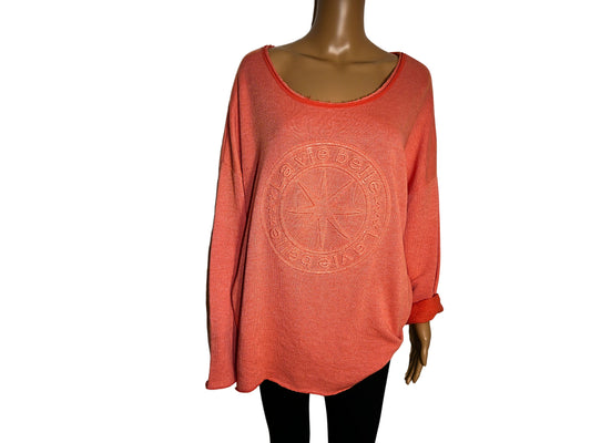 Pull oversize orange pour femme