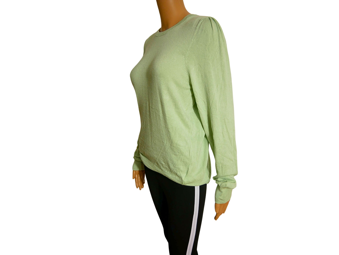 Pullover tout doux vert à manches longues pour femme