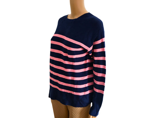 Primark Women's Black and Blue Striped Jumper