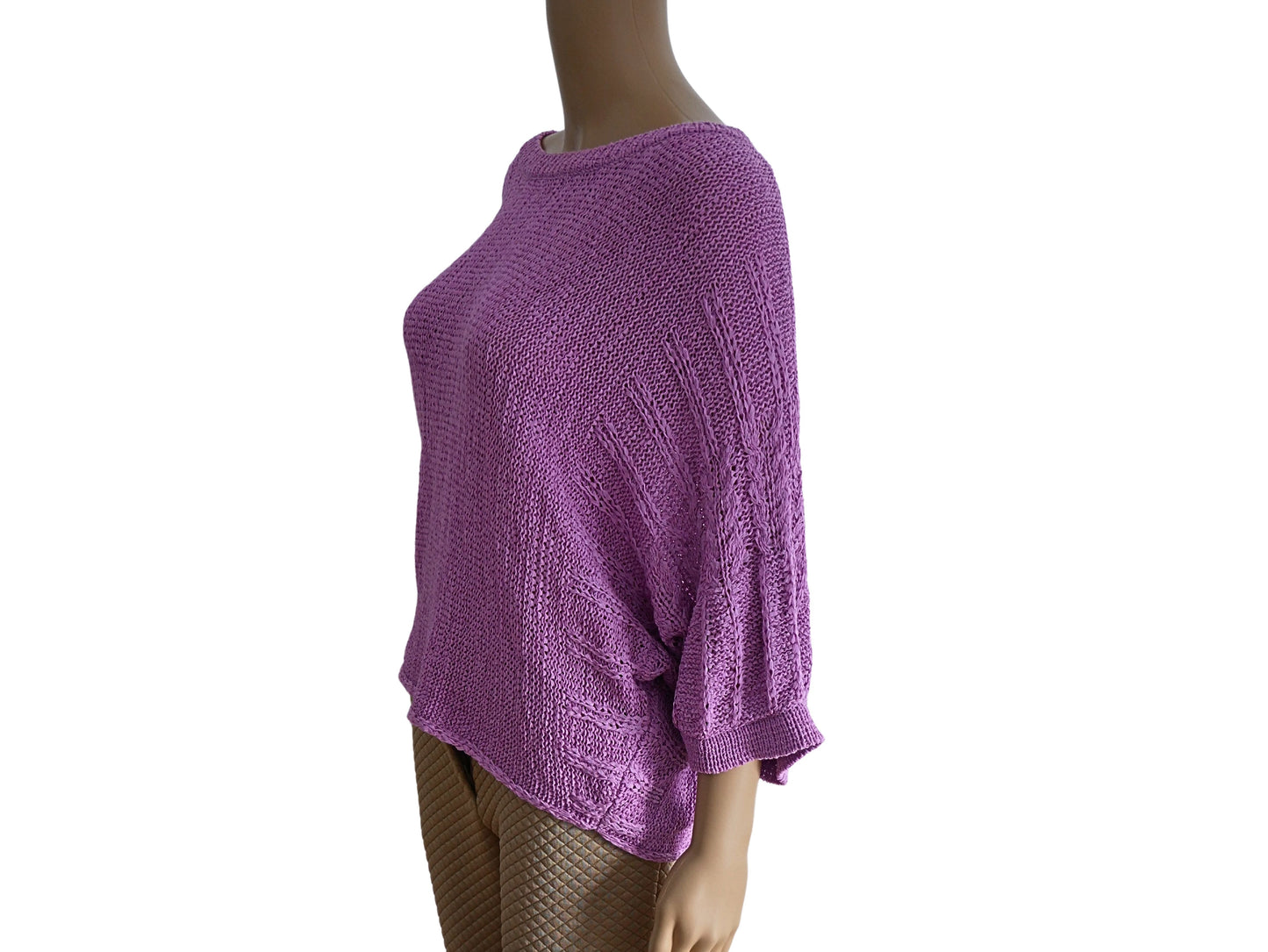 Purple round-neck knitted sweater Gina