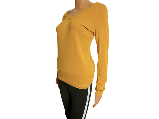 S. Oliver Yellow V-Neck Long Sleeve Sweater