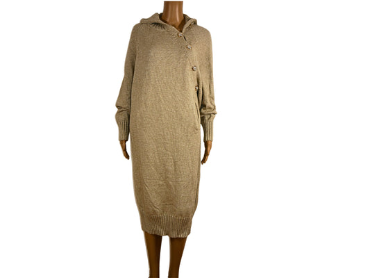 Robe mi-longue en maille beige