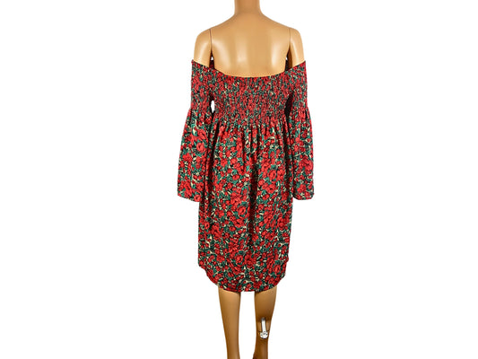 Robe Imprimée Florale Longueur Genou 3XL