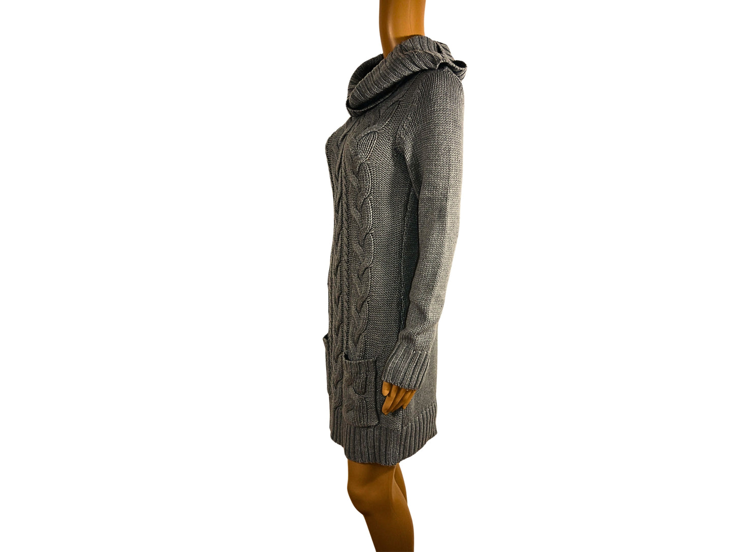 Robe courte en maille grise col roulé Bonprix