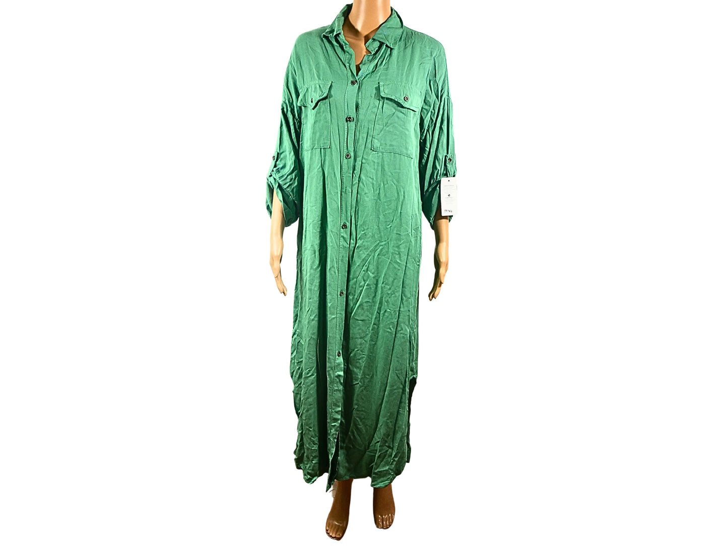 Robe longue verte avec manches longues