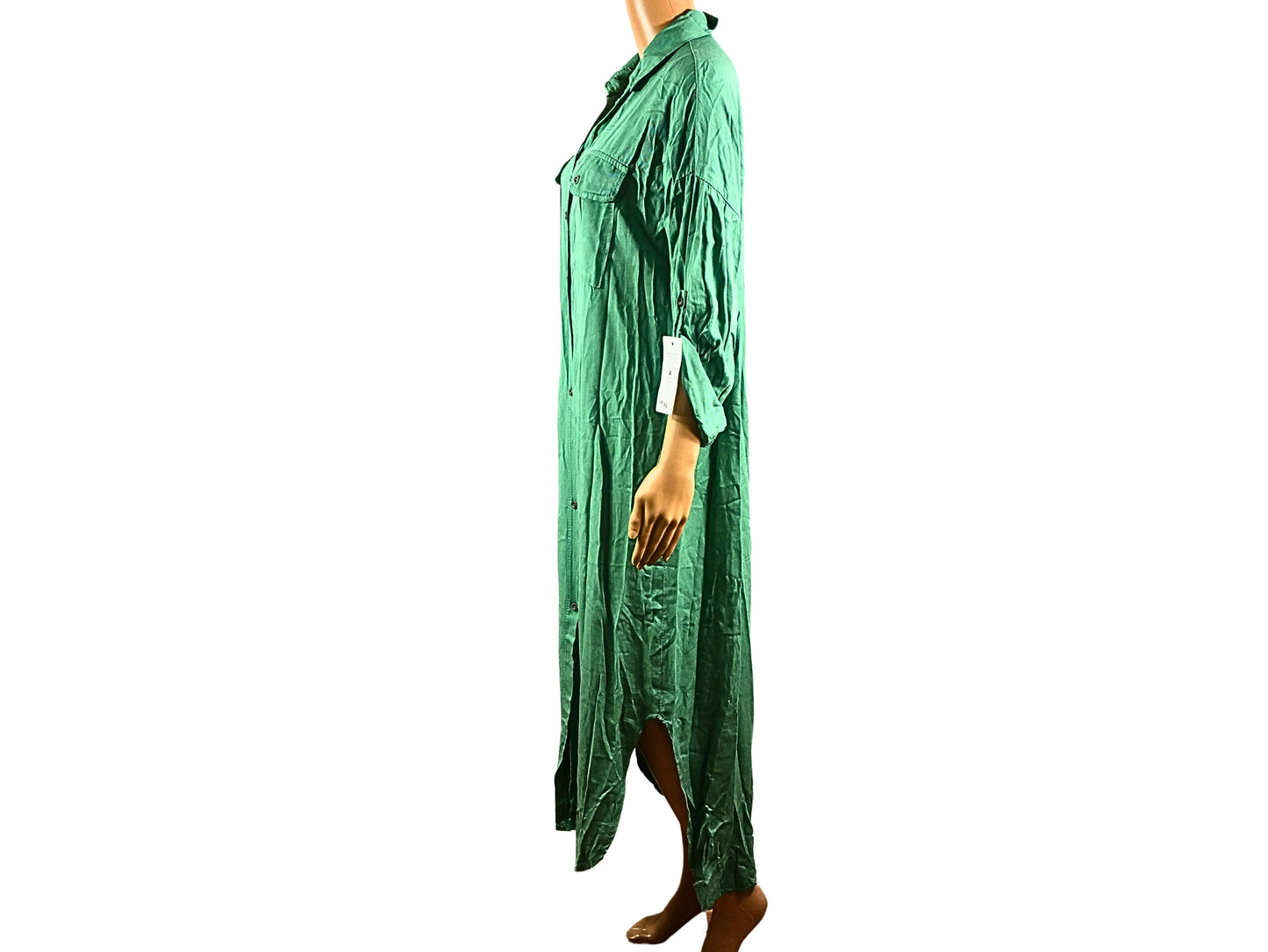 Robe longue verte avec manches longues