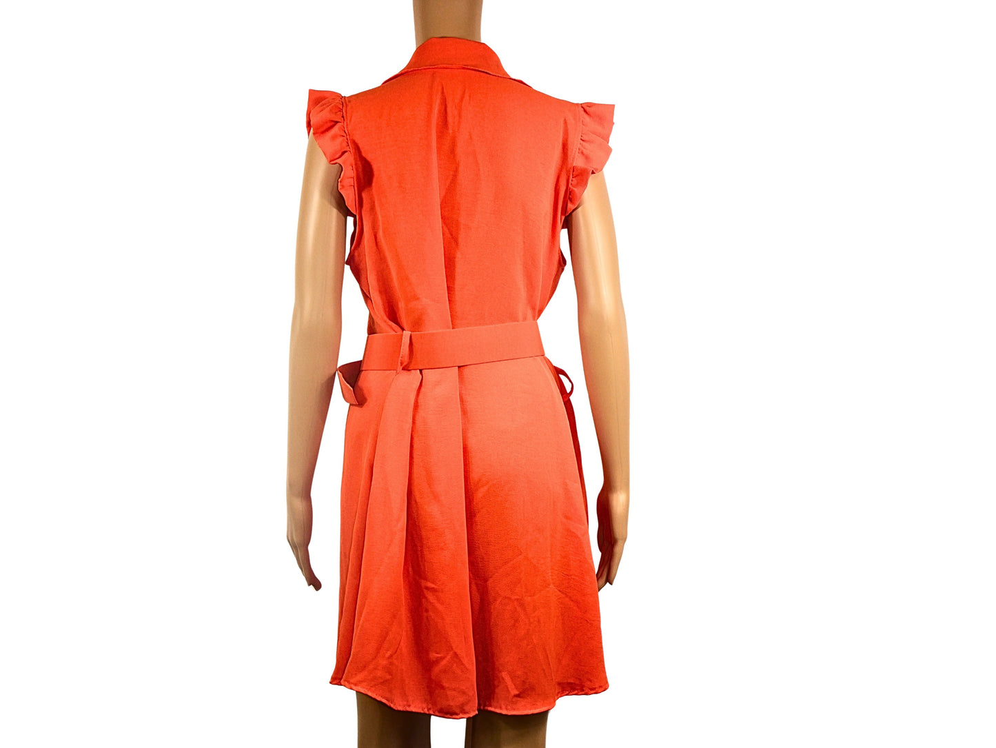 Short orange dress with belt