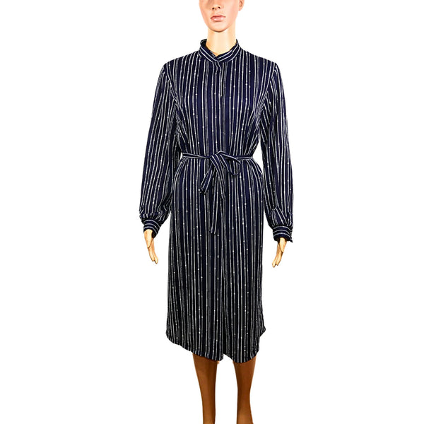 Robe vintage mi-longue à rayures