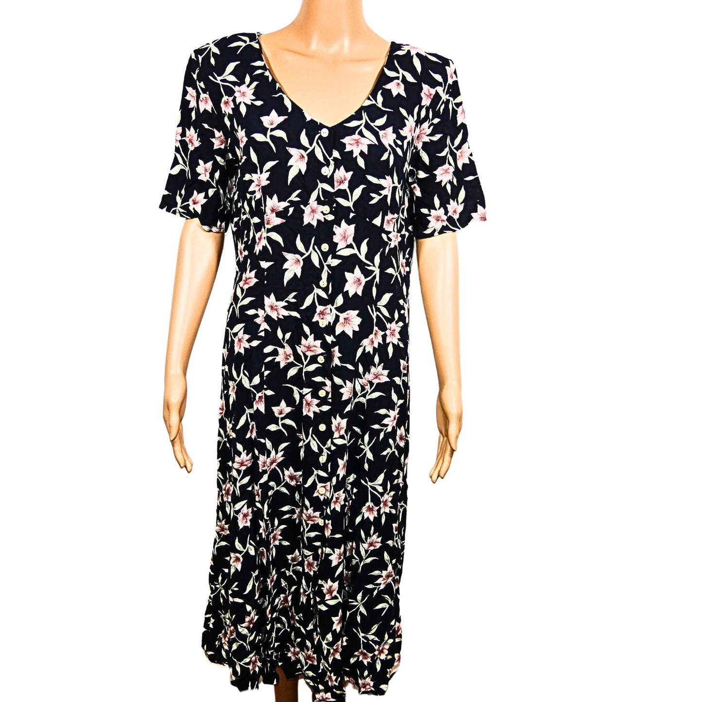 Robe vintage mi-longue imprimée fleurs