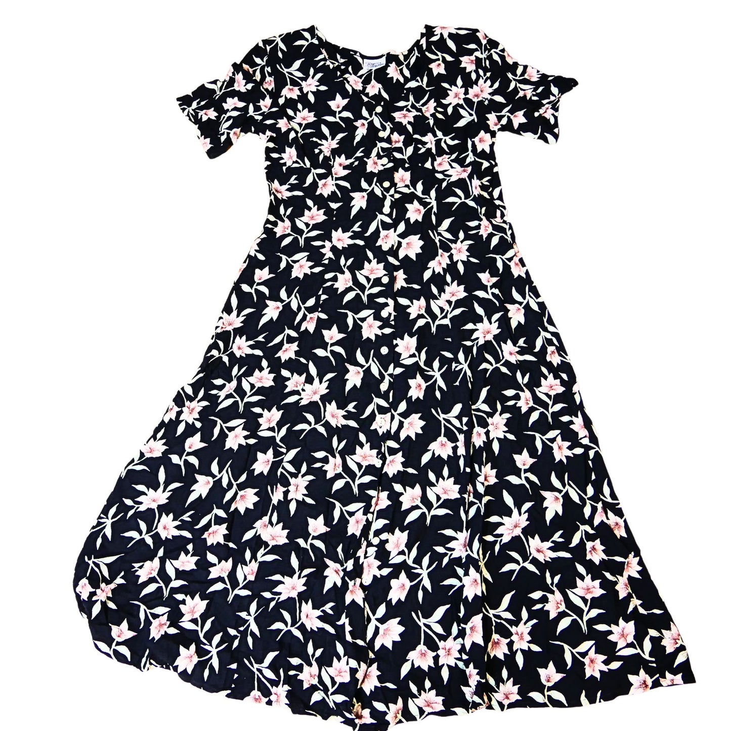 Robe vintage mi-longue imprimée fleurs