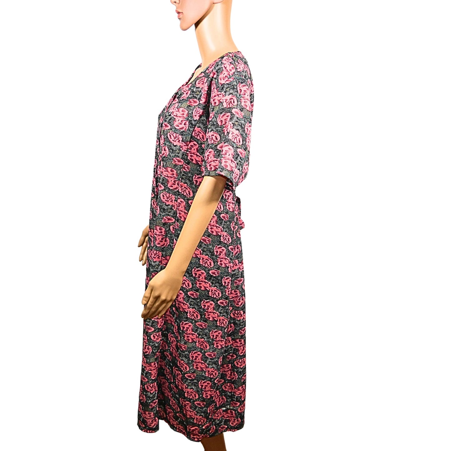 Vintage floral pattern dress short sleeves