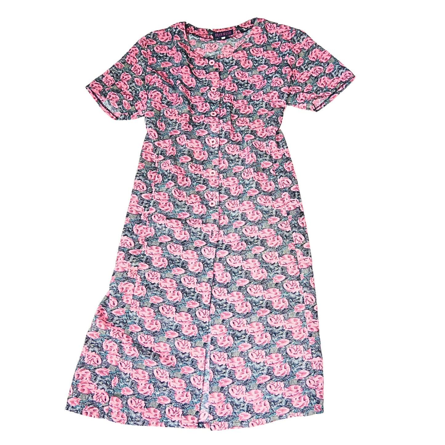 Vintage floral pattern dress short sleeves