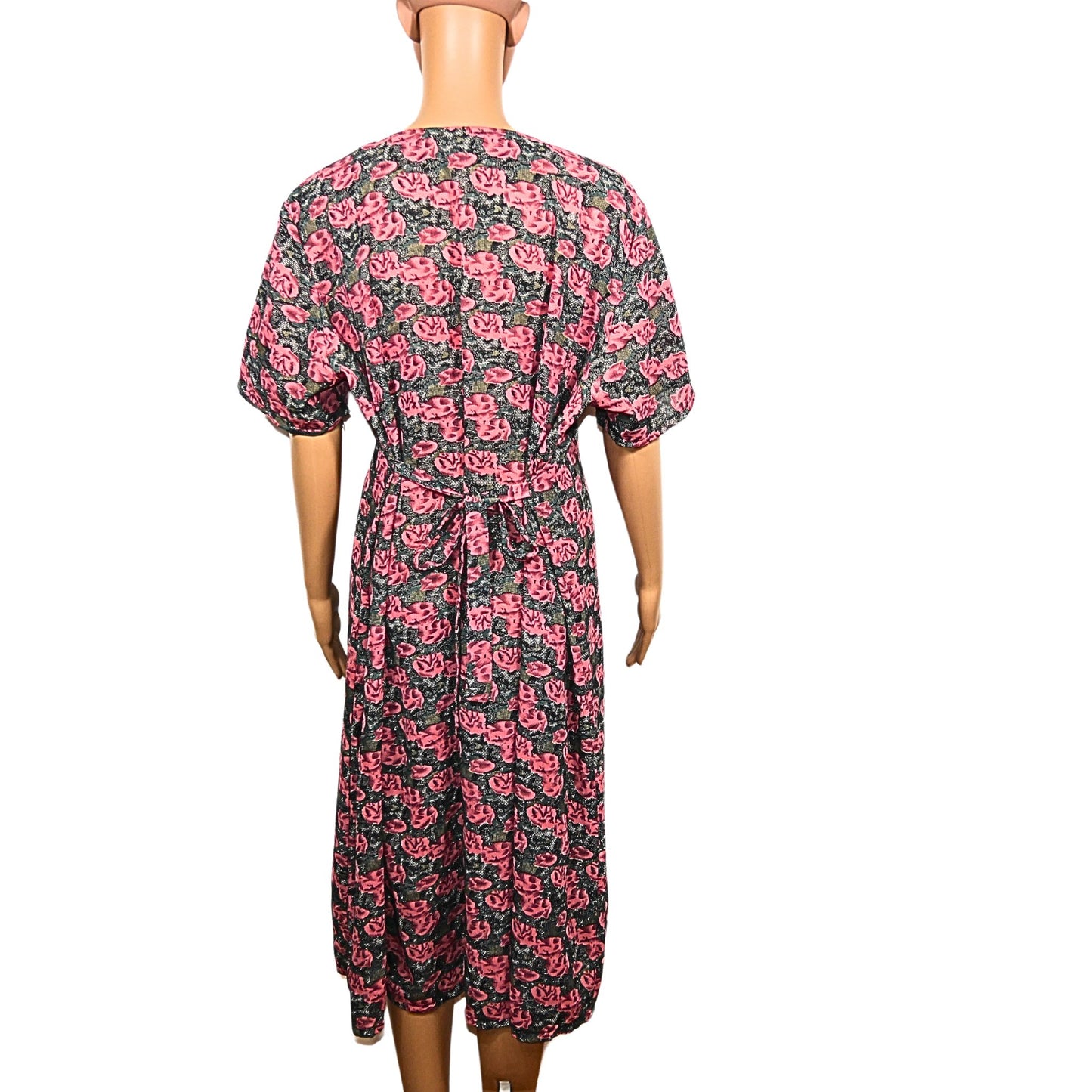 Vintage floral pattern dress short sleeves