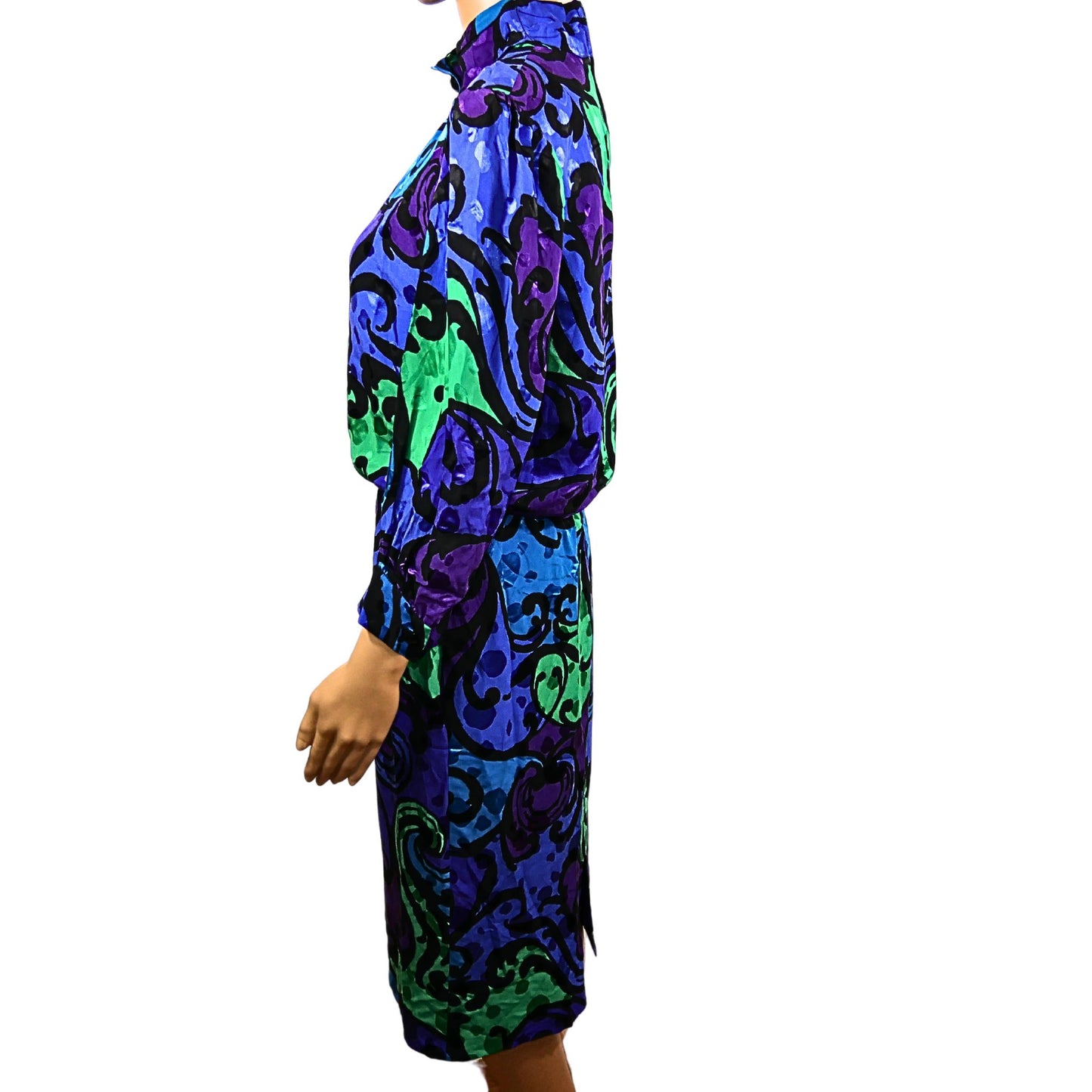 Multicolor vintage dress with long sleeves