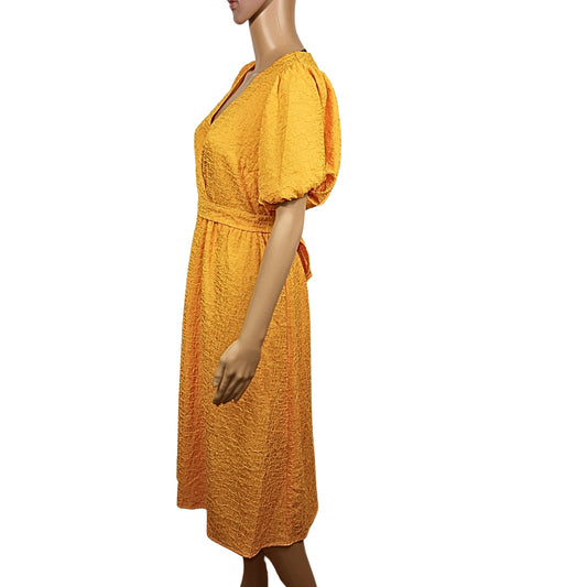 SELECTED Mid-length dress with balloon sleeves