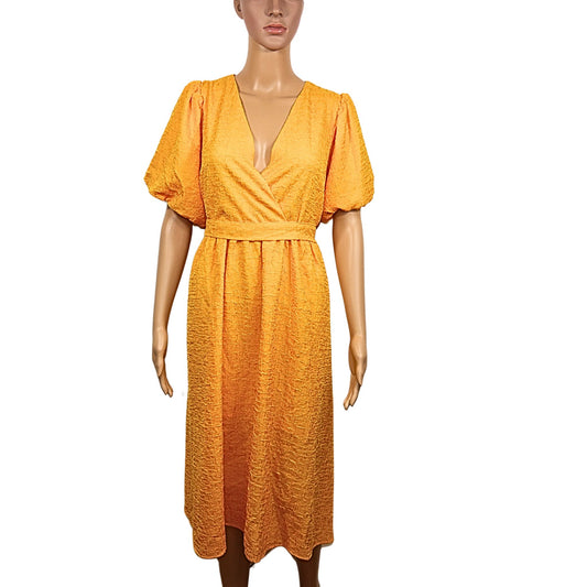 SELECTED Mid-length dress with balloon sleeves