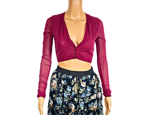 Siste'S Gilet crop top rouge bordeaux