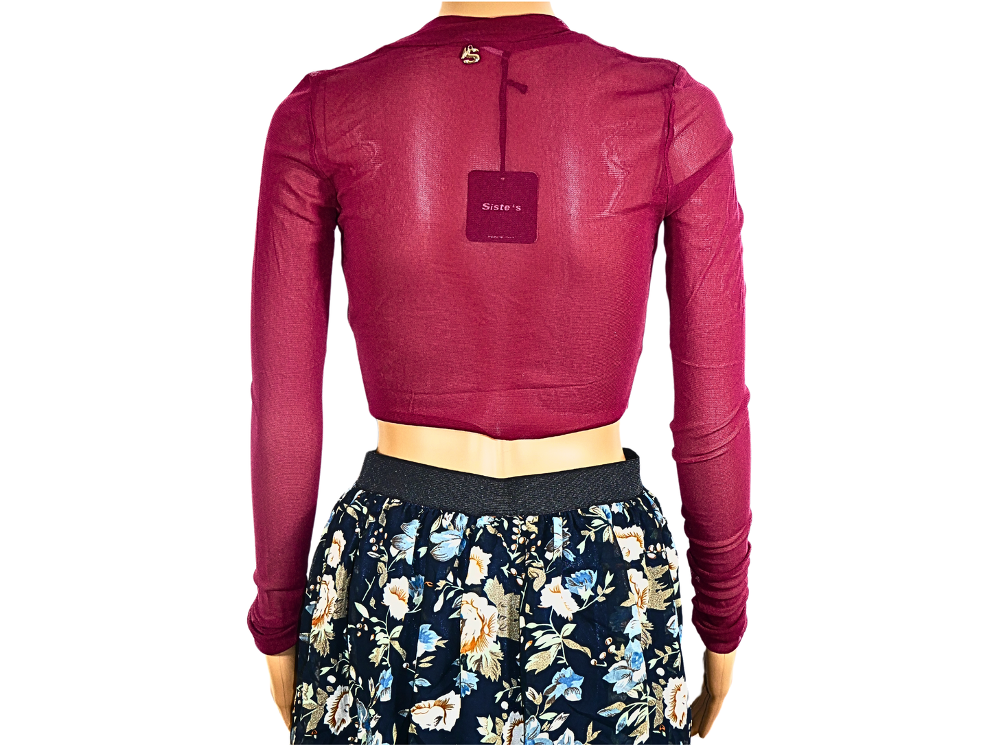 Siste'S Gilet crop top rouge bordeaux