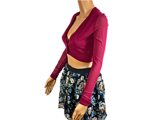 Siste'S Gilet crop top rouge bordeaux