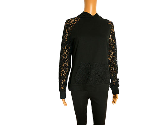 Sweat-shirt à capuche More&More avec manches en dentelles pour femme