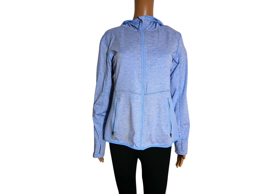 Sweat-shirt bleu de sport zippé pour femme