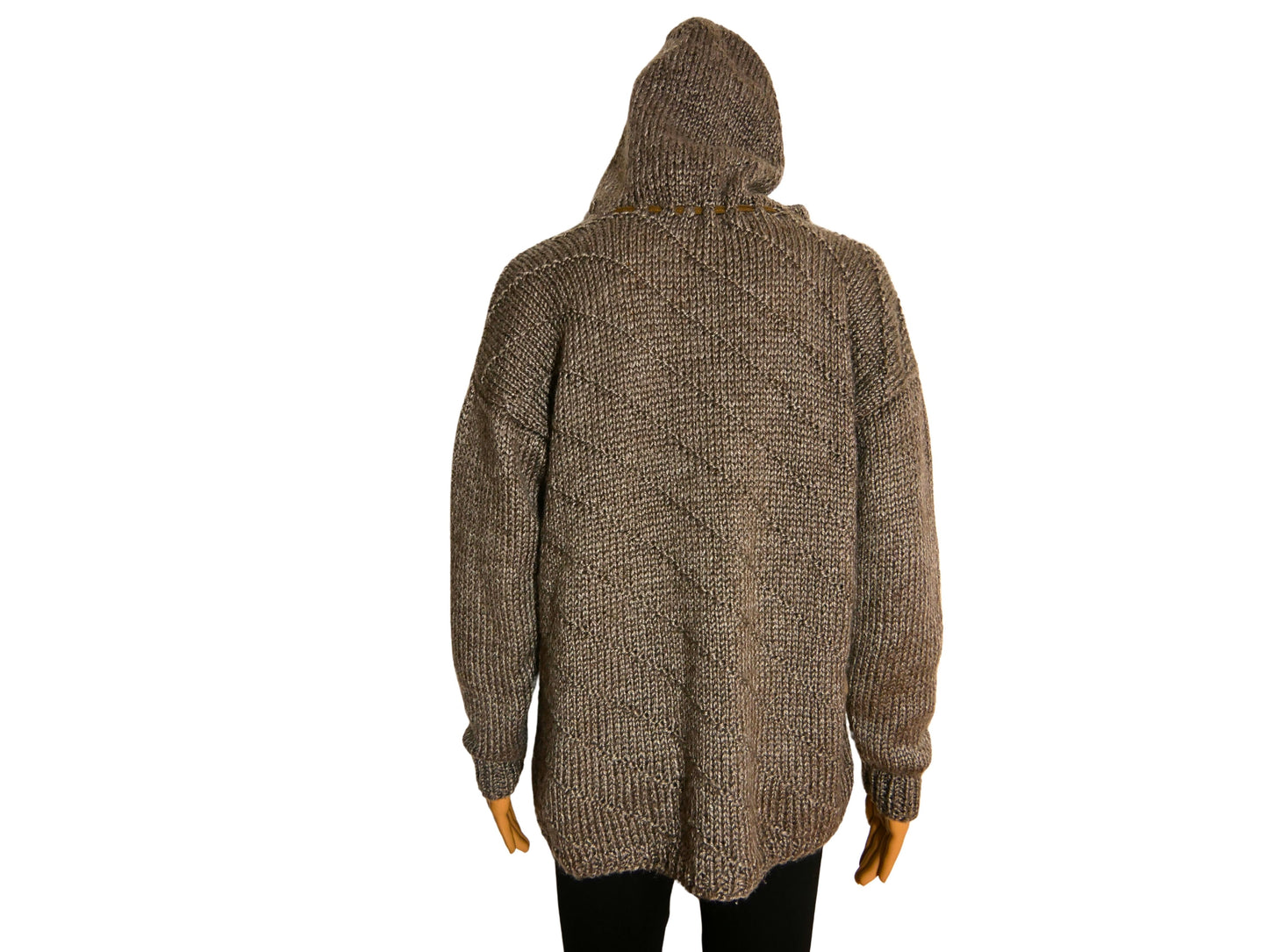 Sweatshirt à capuche marron en tricot pour femme