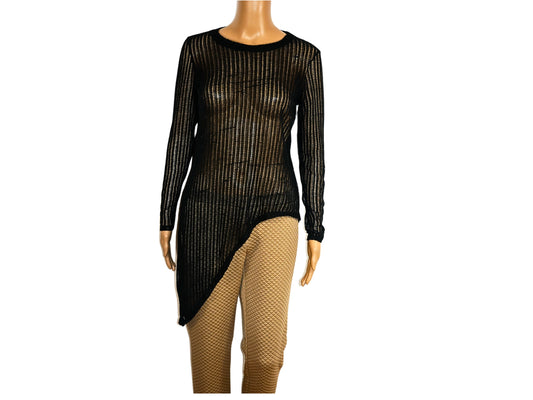 Bershka Sheer Asymmetrical Long Sleeve Top