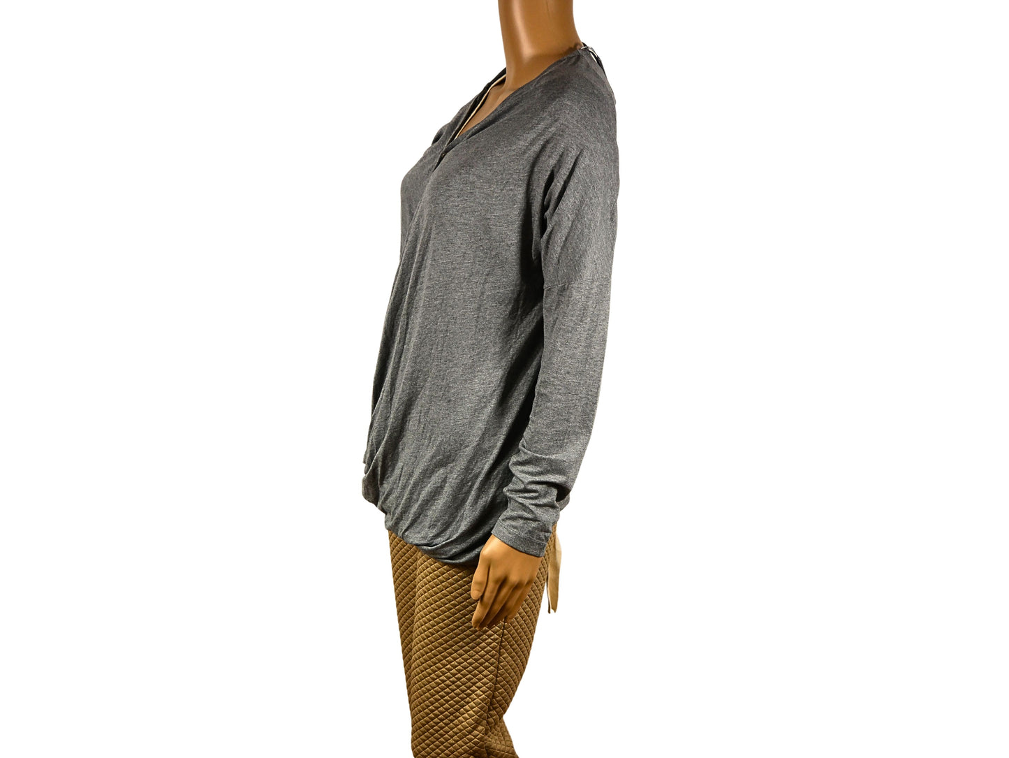 Top manches longues asymétrique gris pour femme