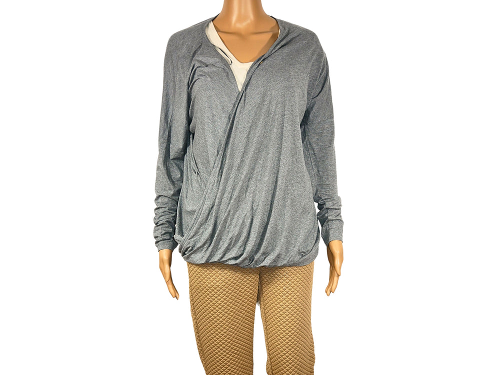 Top manches longues asymétrique gris pour femme