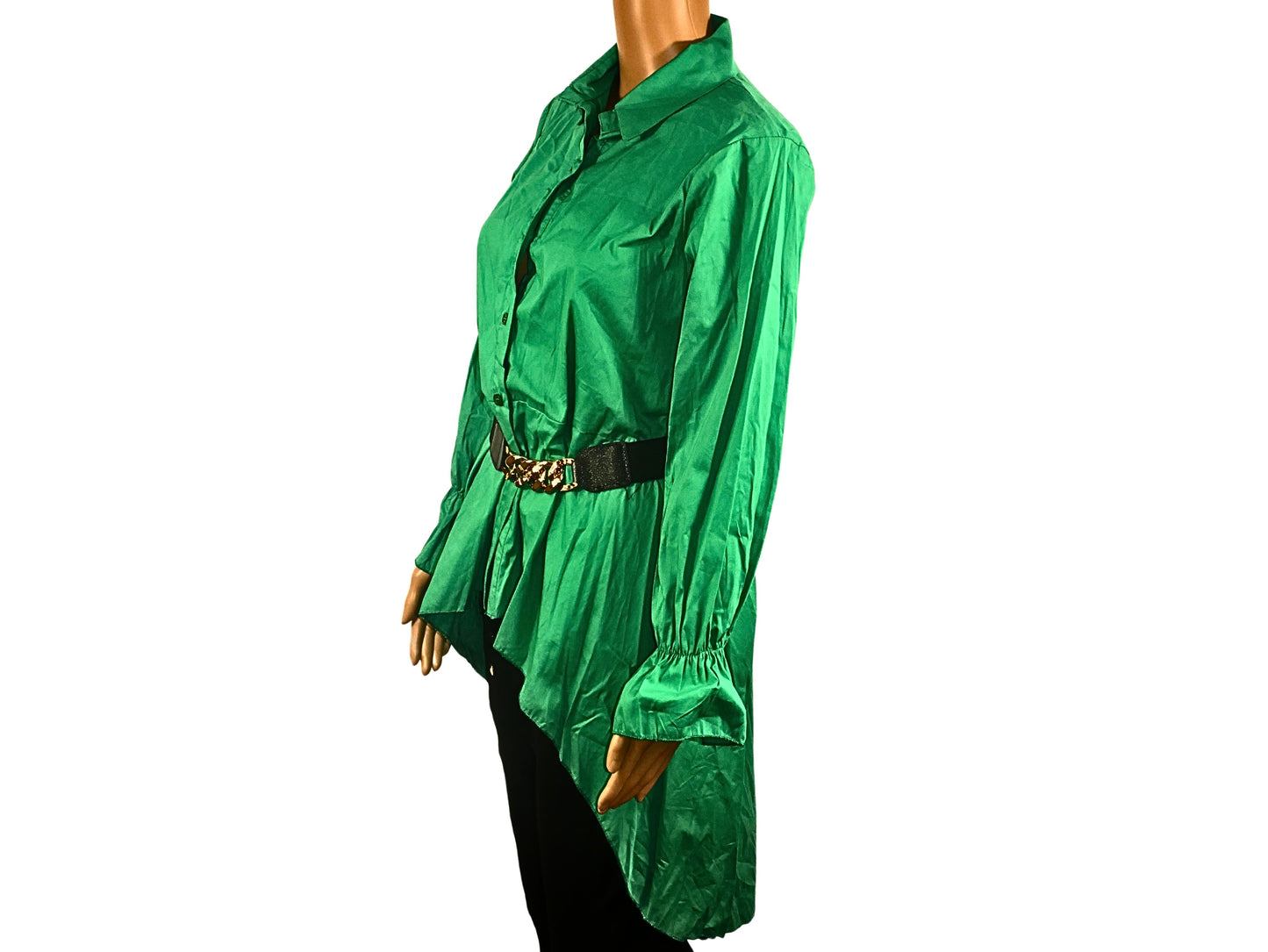 Green asymmetrical blouse for women