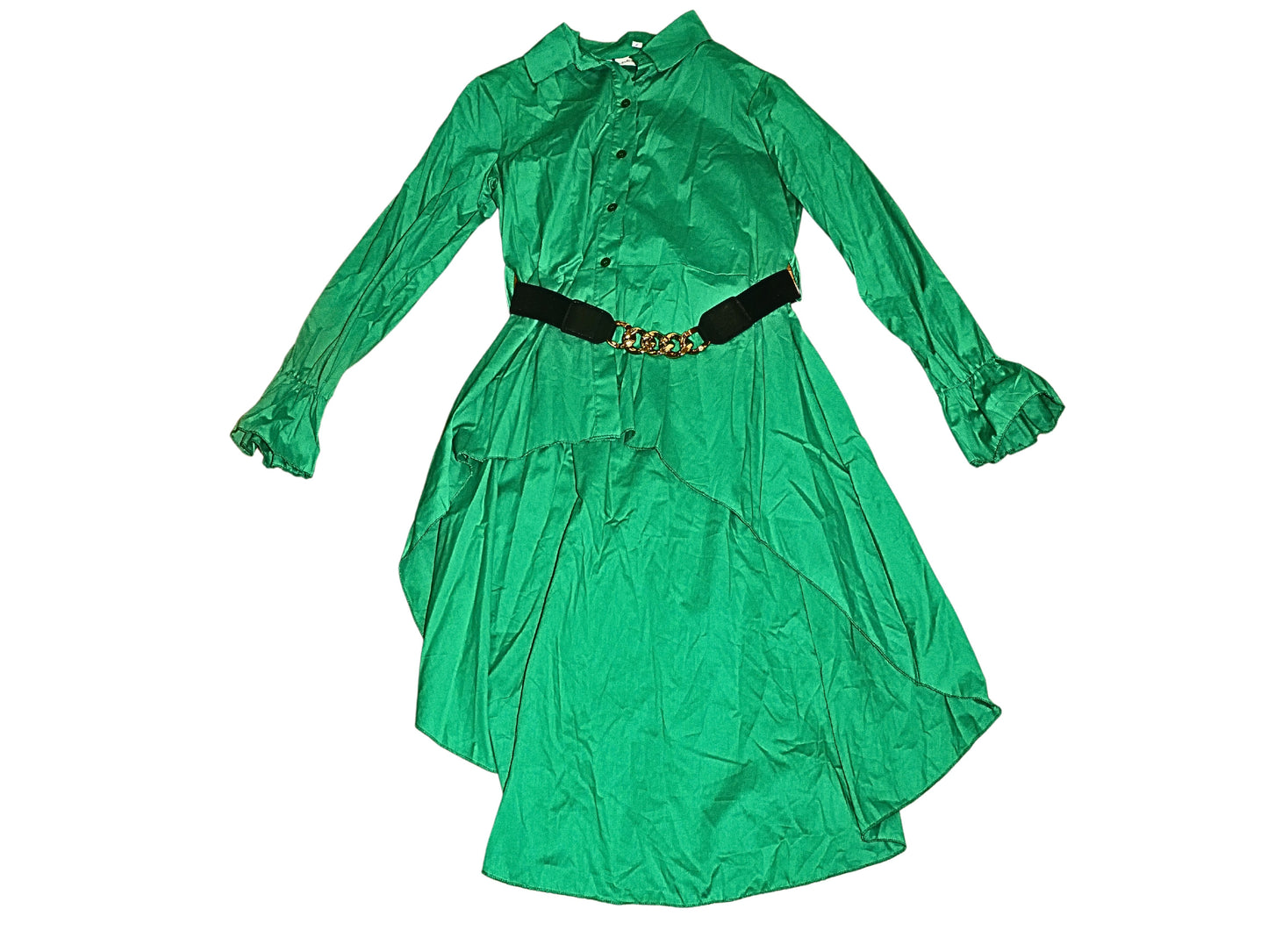 Green asymmetrical blouse for women