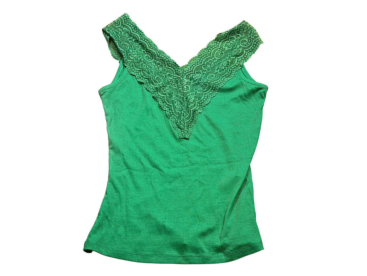 Green V-neck top one size