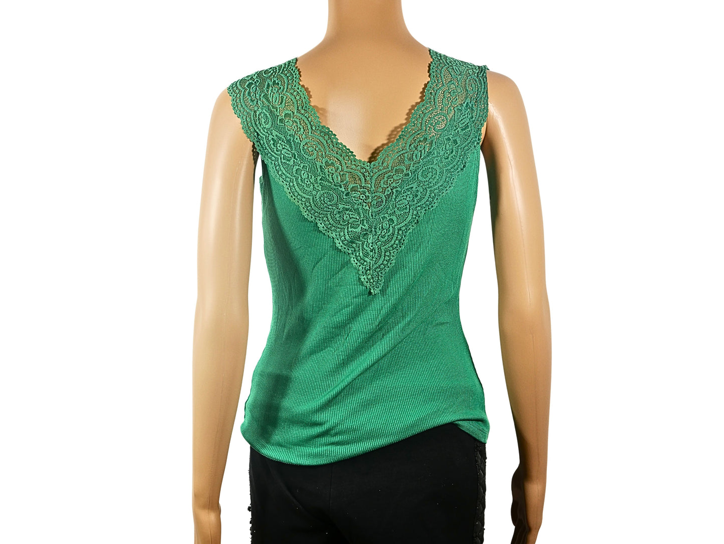 Green V-neck top one size