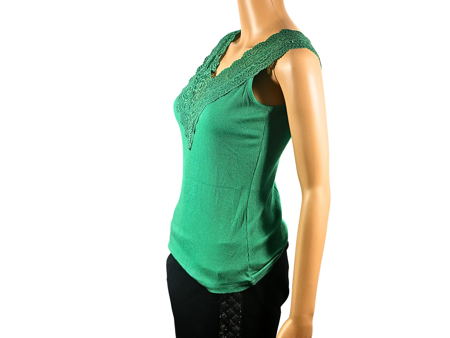 Green V-neck top one size