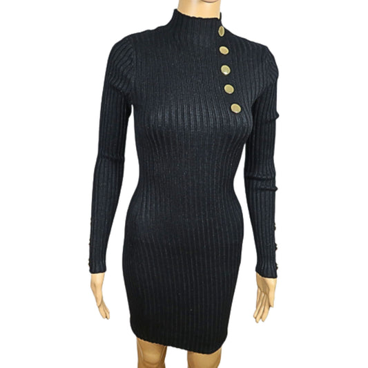 Vincenove Gold buttons sweater dress