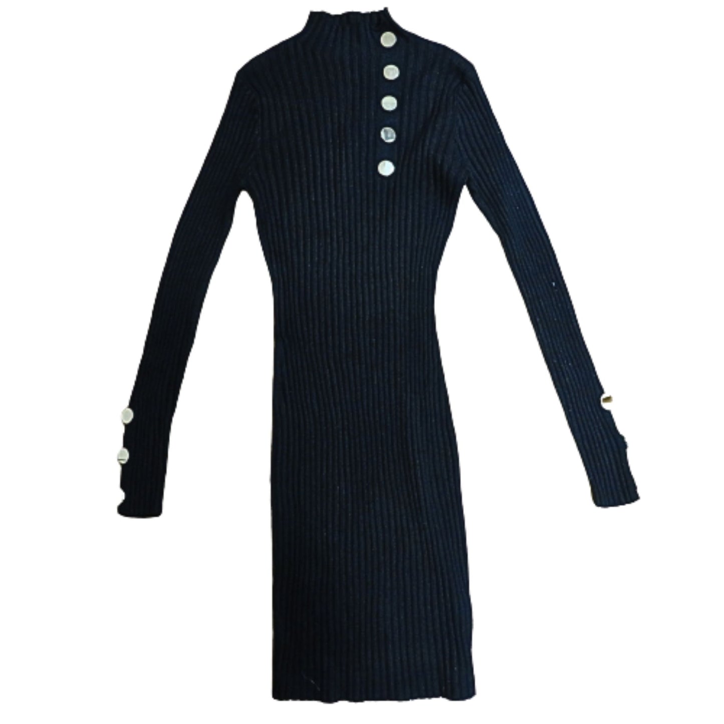 Vincenove Gold buttons sweater dress