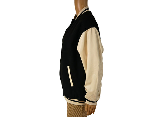 Divided Button Up Varsity Jacket