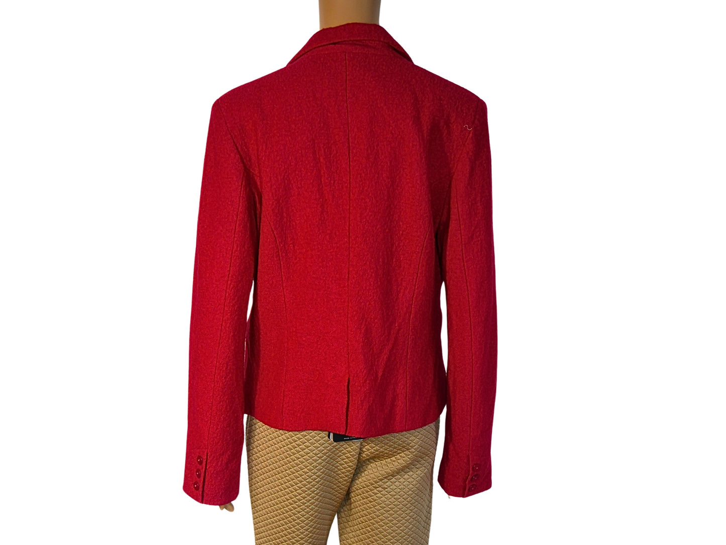 Veste blazer en laine bouillie rouge pour femme