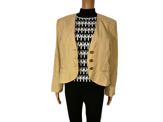 Veste blazer vintage en lin pour femme