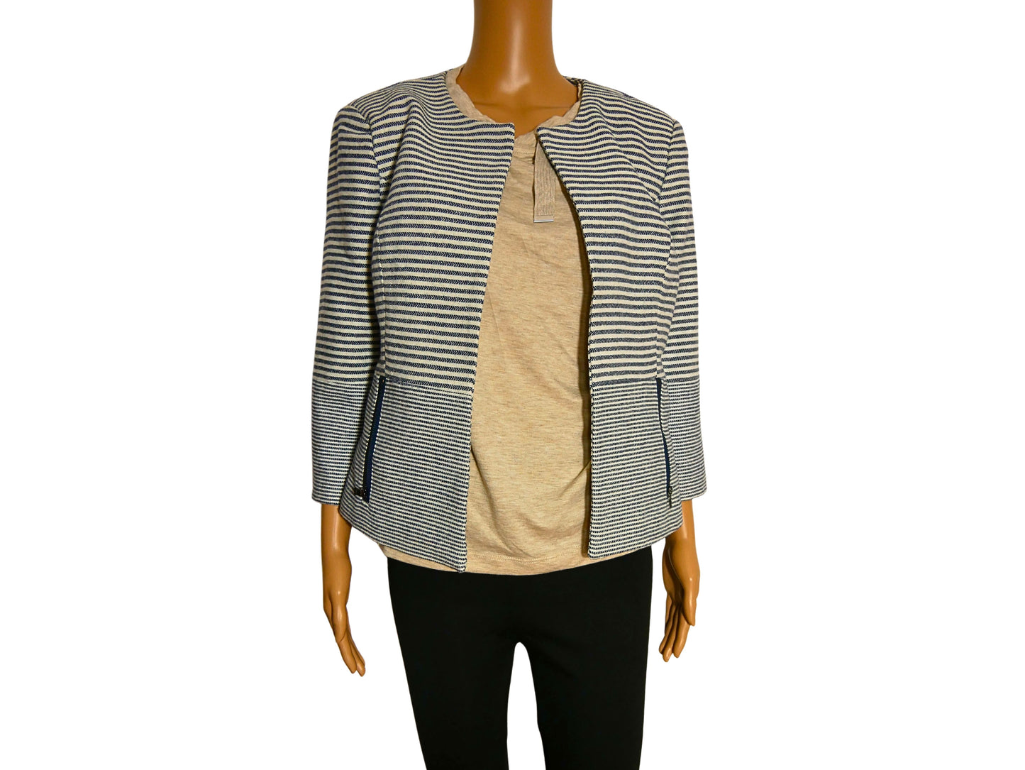 blazer 3/4 à rayures en couleur bleu-blanc de la marque Only