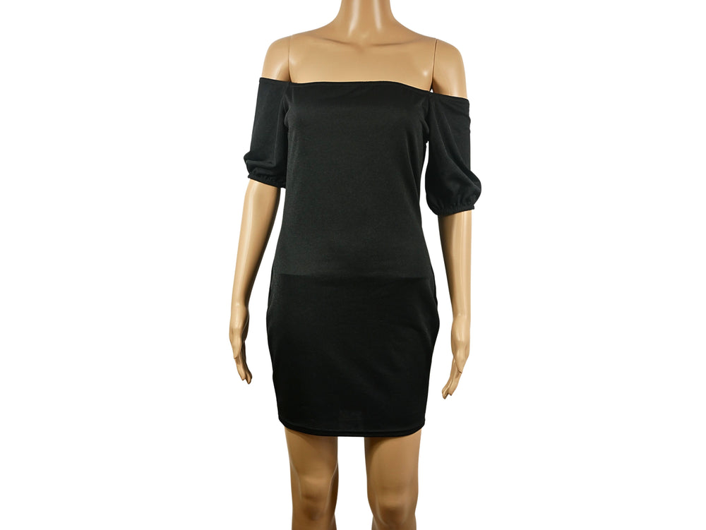 boohoo Robe noir moulante col bardot