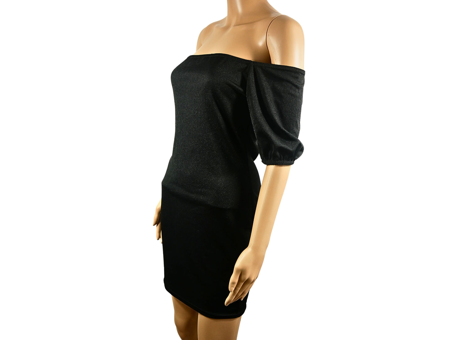 boohoo Robe noir moulante col bardot